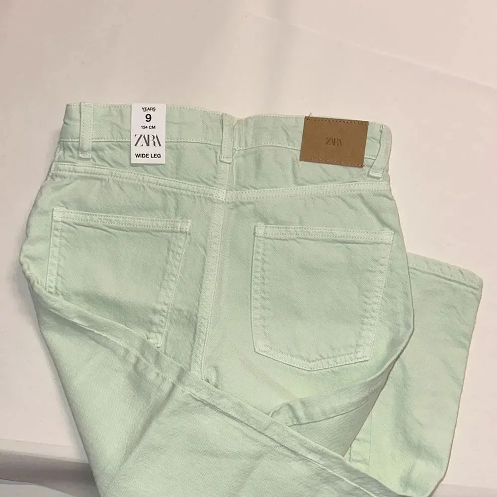 ZARA Kids | Green | WIDE LEG SOLID COLOR JEANS